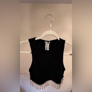 Black cropped shirt with shimmers